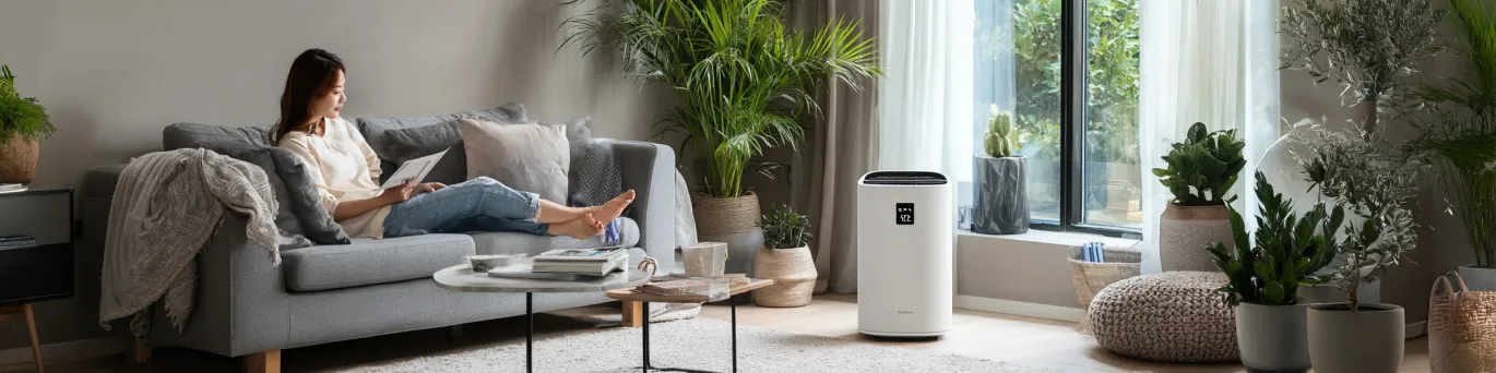 Climatiseur portable silencieux refroidissant une pièce avec indicateur de température pour un confort optimal en été